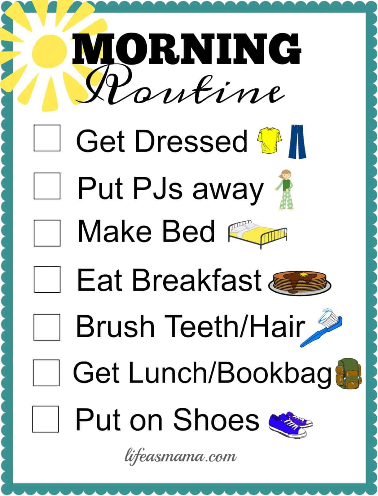 Free Printable Morning Routine Checklist