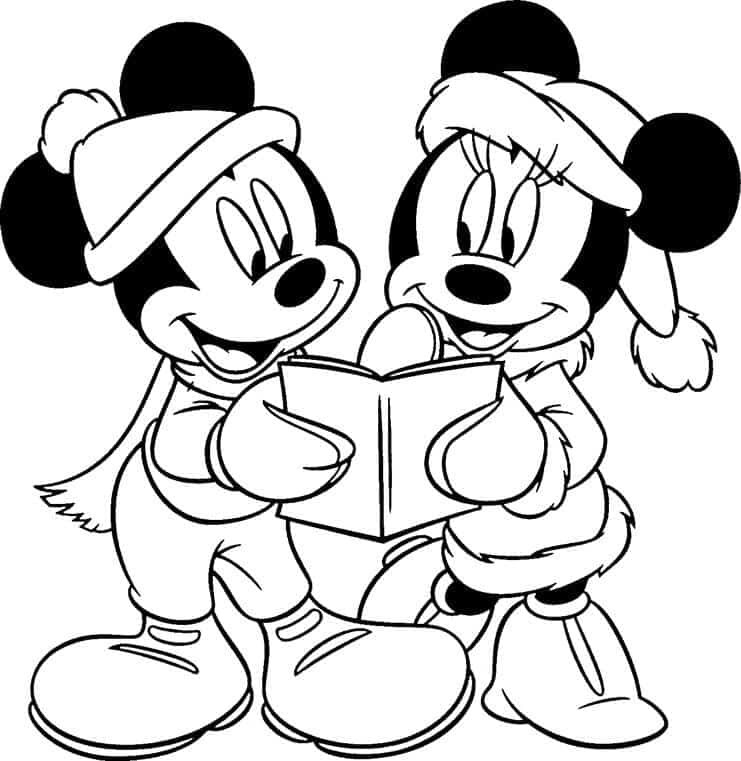 Mickey-Mouse-And-Minnie-Mouse-Christmas-Carol-Coloring-Pages