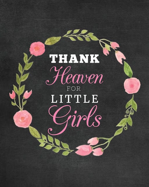 8x10 Thank Heaven for Little Girls chalkboard pink roses