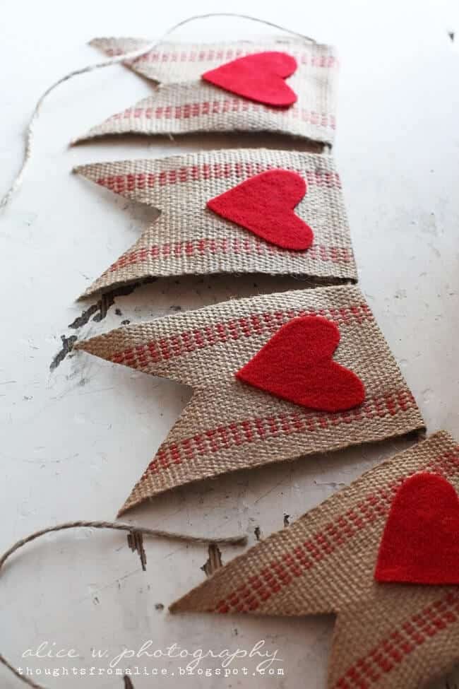 Rustic Red Heart Banner