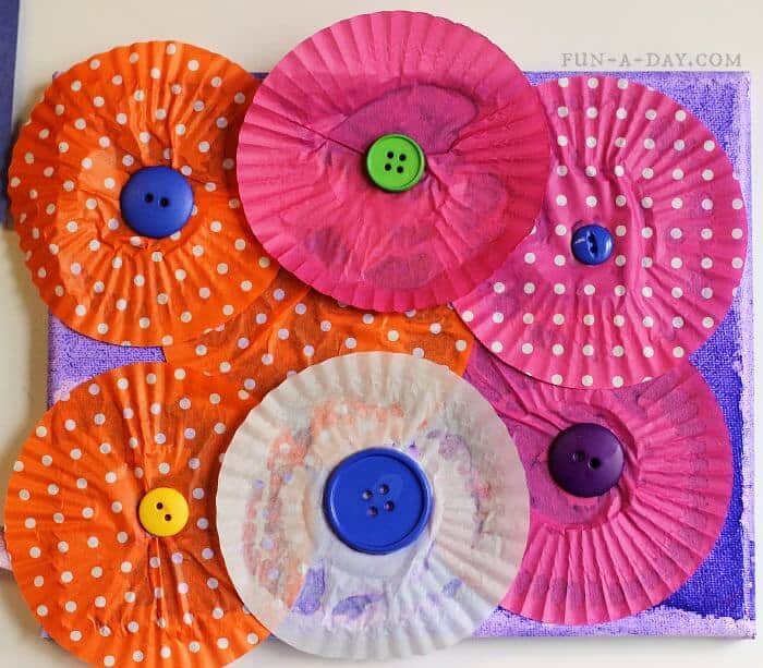 Cupcake-liner-flowers-colorful-collaborative-flower-art-made-by-kids