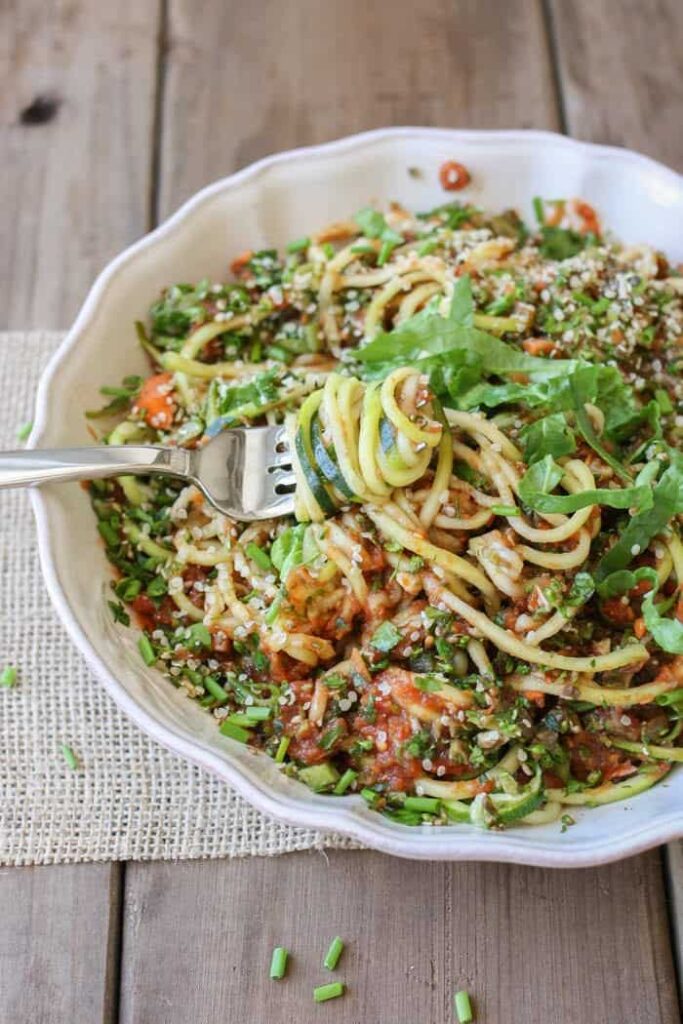 raw-zucchini-noodles-vegetables-49, no-cook dinners
