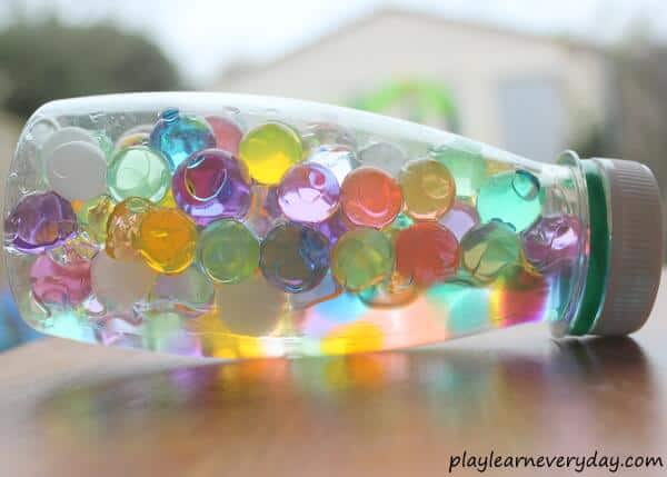 water beads sensory bottle - top image