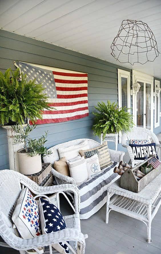 Patriotic front porch