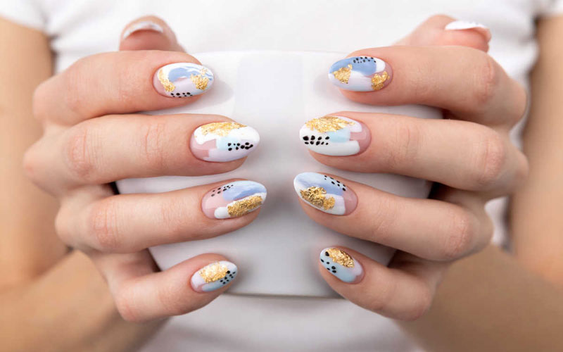Press on Nail Art Fairy Style Cute Nail with Pink White Line Pattern for  Daily Office Routine Duties - Walmart.com