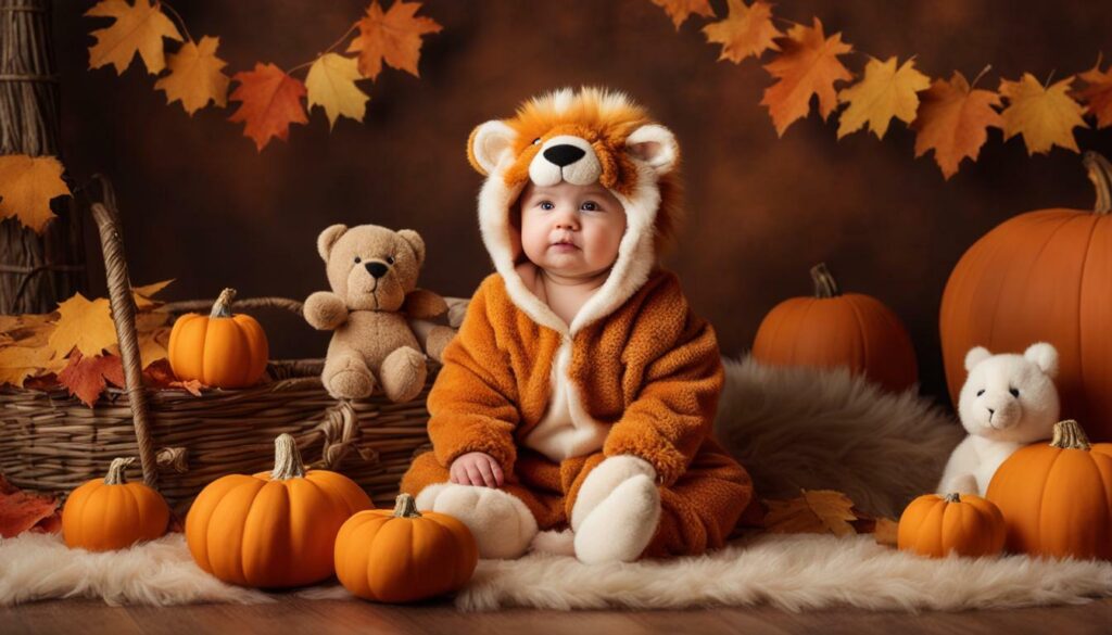 cute baby in lion costume