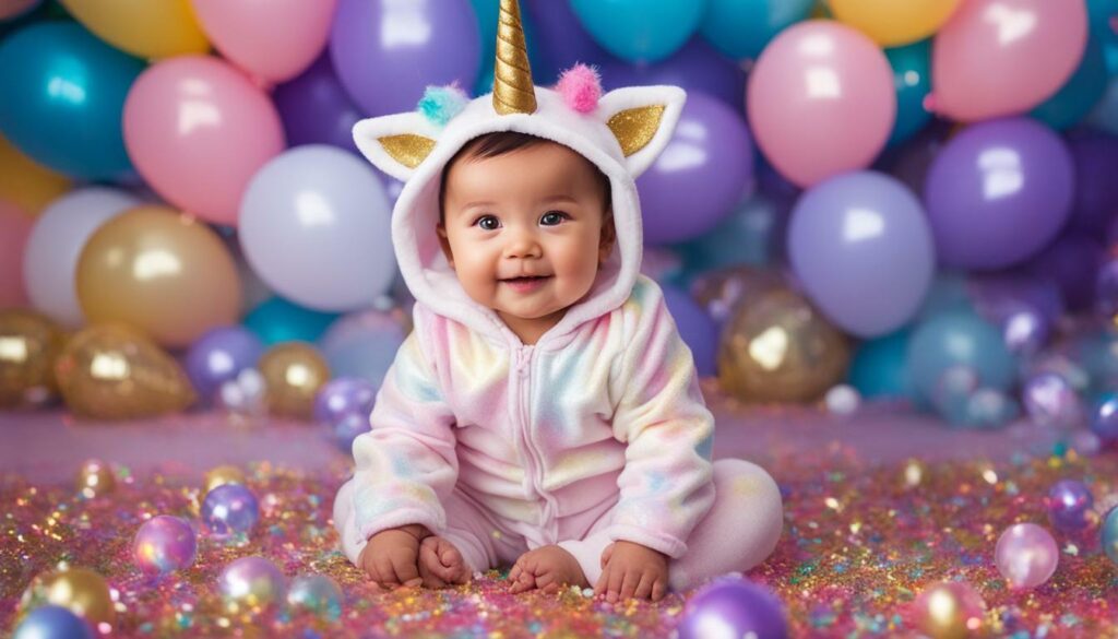 cute baby in unicorn costume