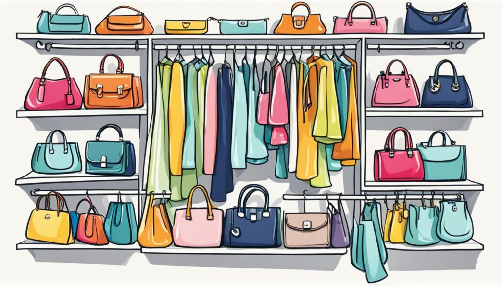 organizing handbags in closet