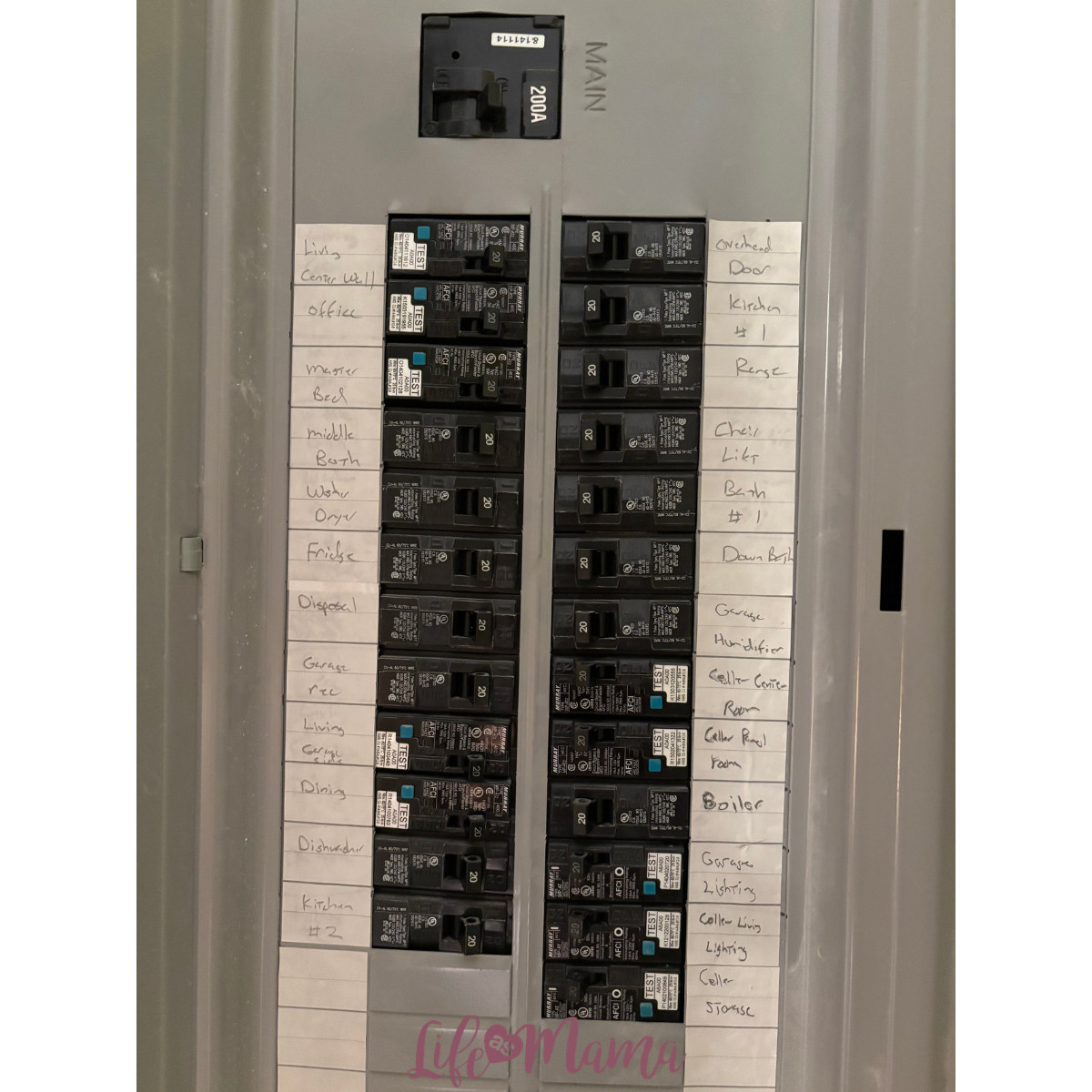 Labeled Electrical Panel